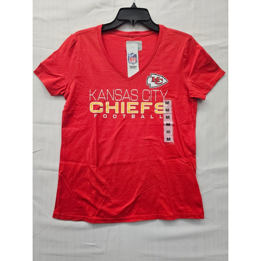 NFL Team Apparel Kansas City Chiefs Womens V-Neck T-Shirt Red Medium 2R52